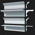 Various White Decorative Corner Moldings Featuring Different Architectural Design Profiles 3d model