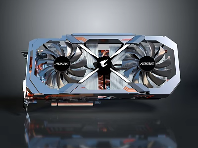 AORUS Graphics Card with Dual Fans Modern Cooling Design and Metal Structure 3d model