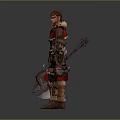 Fantasy Warrior Character With Dragon Inspired Red Armor And Giant Battle Axe