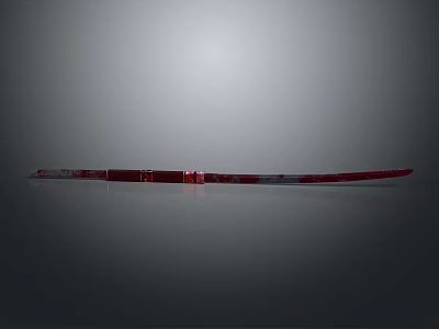 Red And Silver Long Sword With Metallic Finish Shiny Blade On Gray Background 3d model