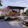 Traditional Chinese Garden Landscape With Pavilion Stone Bridge Lush Trees Lanterns And Water Feature