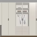 Stylish Walk in Closet Interior Featuring White Cabinetry Glass Doors Golden Handles And LED Lighting