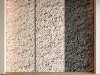 Decorative Three Panel Textured Wall with Beige Dark Gray Color Variation Rough Surface 3d model