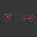 Futuristic Gray and Red Sci-Fi Fighter With Multiple Engines and Weapon Systems and Blue Reflections 3d model