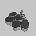 Humanoid robot with black seat 3d model