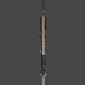 Camouflage Tactical Rifle With Scope And Tan Components For Military Operations
