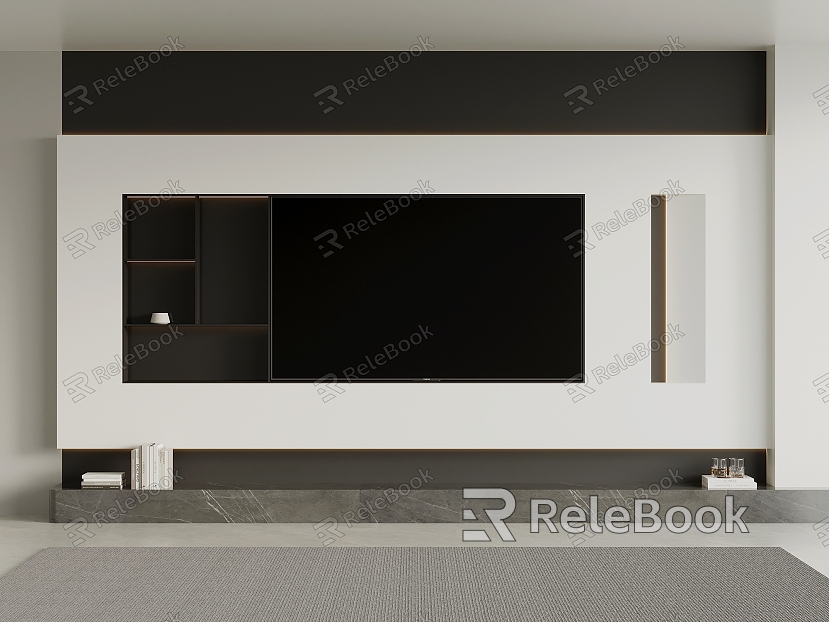 Modern minimalist TV background wall TV cabinet model