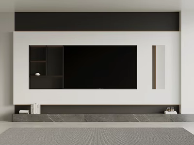 Modern minimalist TV background wall TV cabinet 3d model