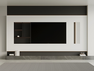 Modern minimalist TV background wall TV cabinet 3d model