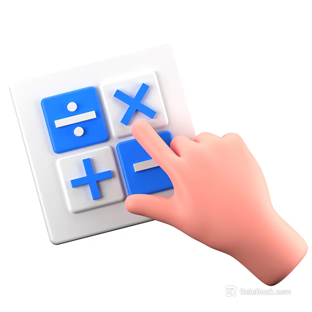 Decorative Ornament Set With Blue Calculator Buttons And Math Symbols Hand Pressing Design 3d model 