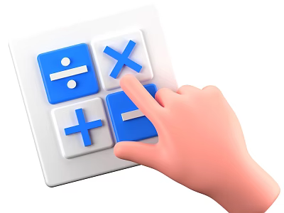 Decorative Ornament Set With Blue Calculator Buttons And Math Symbols Hand Pressing Design 3d model