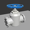 Heavy Duty Silver Valve With Blue Handwheel And Flanged End Connections