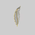 Feather Shaped White Wall Decor With Golden Edges For Home Decoration