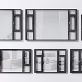 Different Modern Window Designs With Black Frames And Glass Panels 3d model