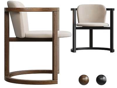 Modern Dining Chairs With Wooden Metal Frame Beige Upholstery And Brown Black Options 3d model
