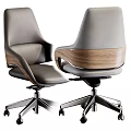 Modern Brown Leather Office Chair With Ergonomic Design Metal Base And Swivel Wheels