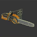 Orange And Black Electric Chainsaw With Ergonomic Handle Sharp Metal Chain For Efficient Cutting Tasks