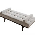 Modern Beige Tufted Bench With Padded Seat And Wooden Legs
