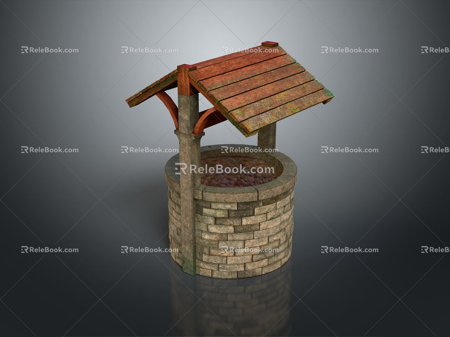 Winch well water well ancient well 3d model