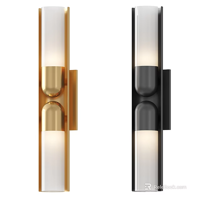 Modern Gold And Black Wall Sconces With Minimalist Design And Glass Shade 3d model 