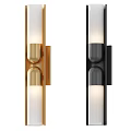 Modern Gold And Black Wall Sconces With Minimalist Design And Glass Shade