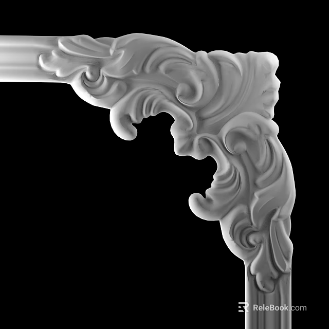 Decorative White Carved Component With Intricate Curved Patterns And Detailed Design 3d model 