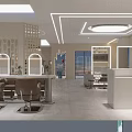 Modern Beauty Hair Salon Interior With Chairs Mirror Equipment Lighting And Decor