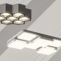 Modern Geometric Ceiling Light With LED Lamps Metal Frame And White Panels