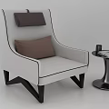 Modern Single Sofa With White Upholstery Brown Accent Cushion And Side Table 3d model
