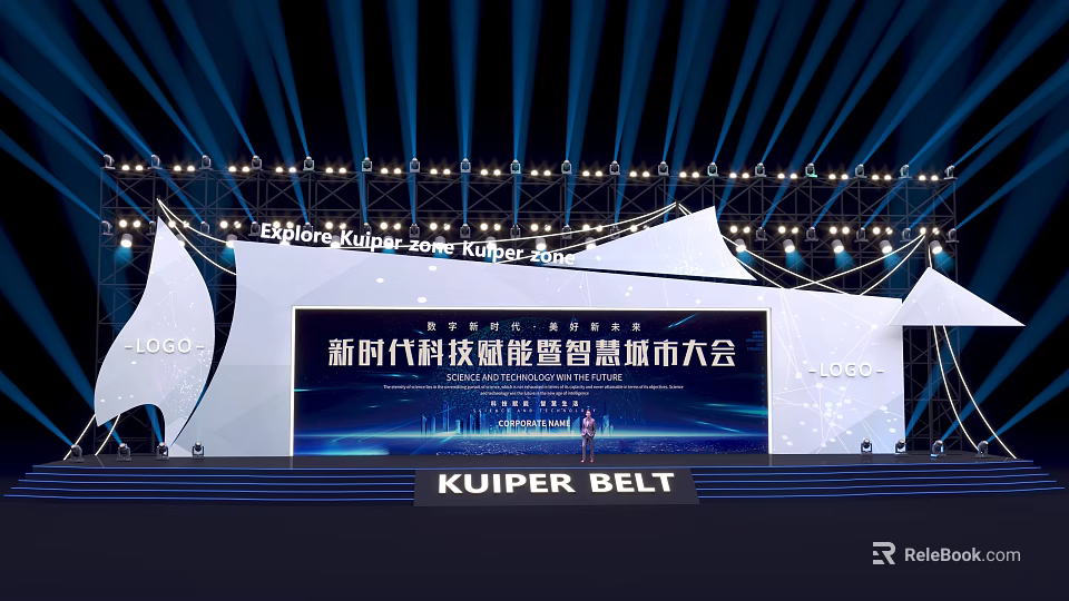 Smart City Conference Stage With Technology Empowerment Large Screen And Lighting Design 3d model 