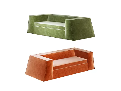 Stylish Modern Multi Person Sofa in Green and Orange Upholstered Design 3d model