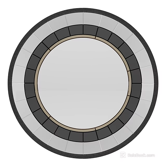 Elegant Round Decorative Mirror with Layered Neutral Tones Frame for Modern Home Interior 3d model