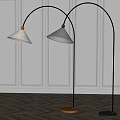 Modern Arched Floor Lamps With Gold Black Bases White Paneled Walls And Herringbone Wooden Floor