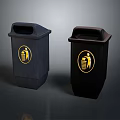Two Different Colored Trash Bins With Yellow Recycling Symbols For Waste Separation