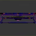 Three Medical Devices with Purple Blue Frames and Green Mats Featuring Red Emblems