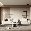 Modern Living Room Interior With White Sofa Black Coffee Table And Floor Lamp
