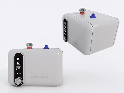 Compact White Electric Water Heater With Control Panel And Valves For Daily Use 3d model