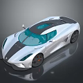 Silver and Black Sports Car With Sleek Modern Design And Carbon Fiber Roof