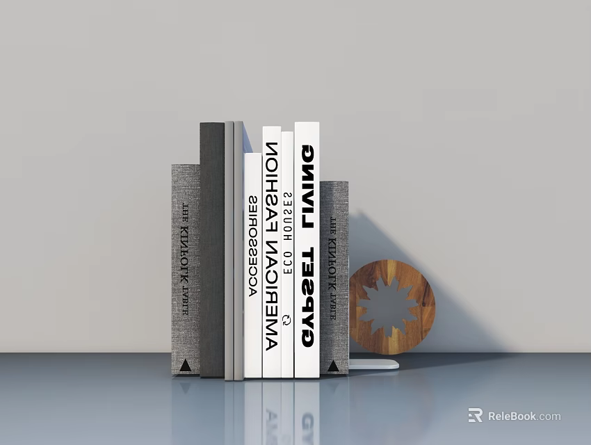 Stacked Lifestyle Books With Wheels Motion And Casset Living Titles And Wooden Decor 3d model 
