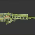 Futuristic Advanced Gun With Metallic Silver Red Tactical Design And Structure