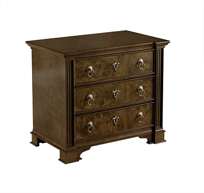 Classic Wooden Bedside Table With Three Drawers And Metal Handles 3d model