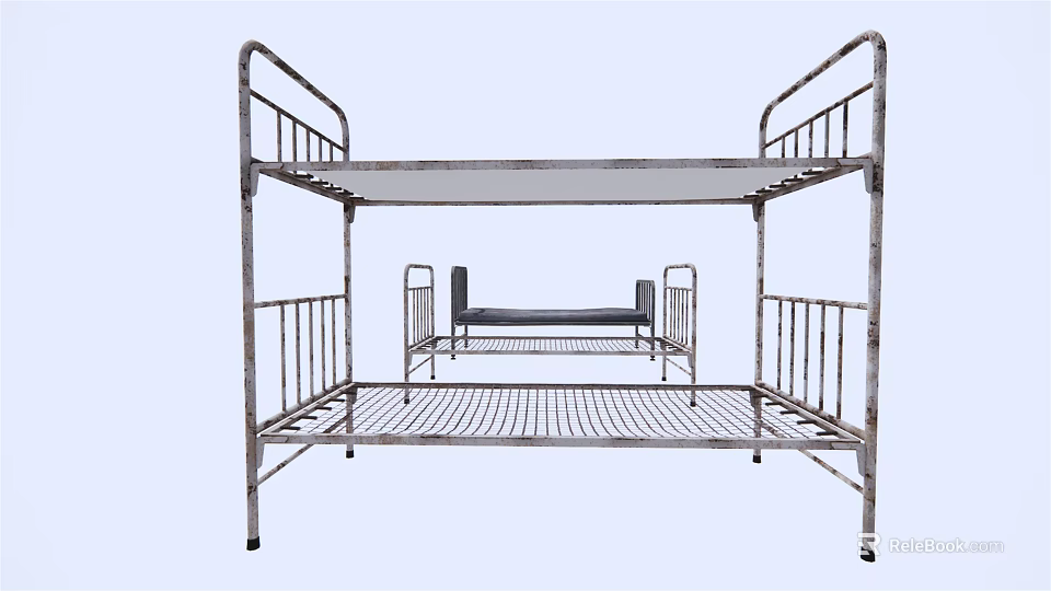 Sturdy Metal Frame Bunk Bed With Ladder And Safety Guard Rails For Kids Room 3d model 