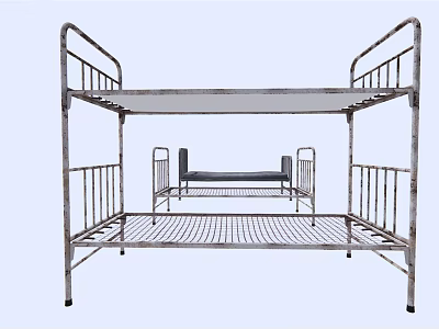 Sturdy Metal Frame Bunk Bed With Ladder And Safety Guard Rails For Kids Room 3d model