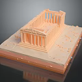 Ancient Greek Architectural Model With Classical Columns Stone Steps And Platform Structure