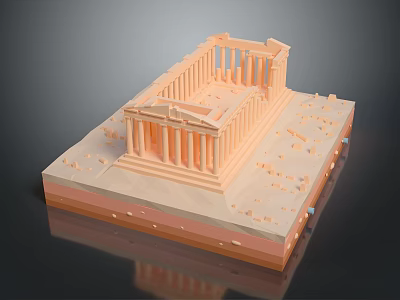 Ancient Greek Architectural Model With Classical Columns Stone Steps And Platform Structure 3d model