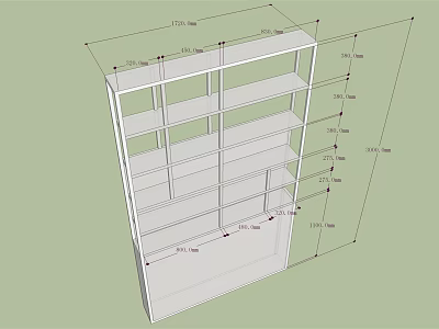 Multi Layer Storage Shelf Design With Detailed Dimension Specifications And Multiple Compartments 3d model