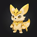 Cute Cartoon Fox Character With Golden Ears Diamond Ornament And Golden Cape
