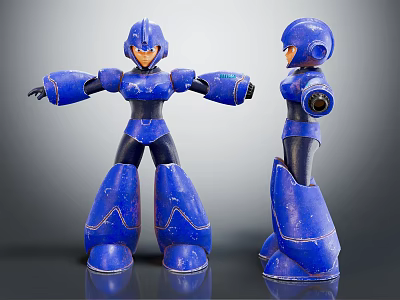 Blue Robot Action Figure Toy Model Front And Side View 3d model