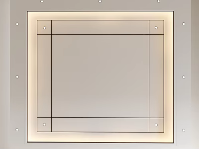Modern Square Ceiling Design With Recessed Lighting Border and Surrounding Spotlights 3d model