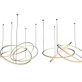 Modern Minimalist Chandelier Design With Intertwined Metal Ring Structures And Sleek Lines